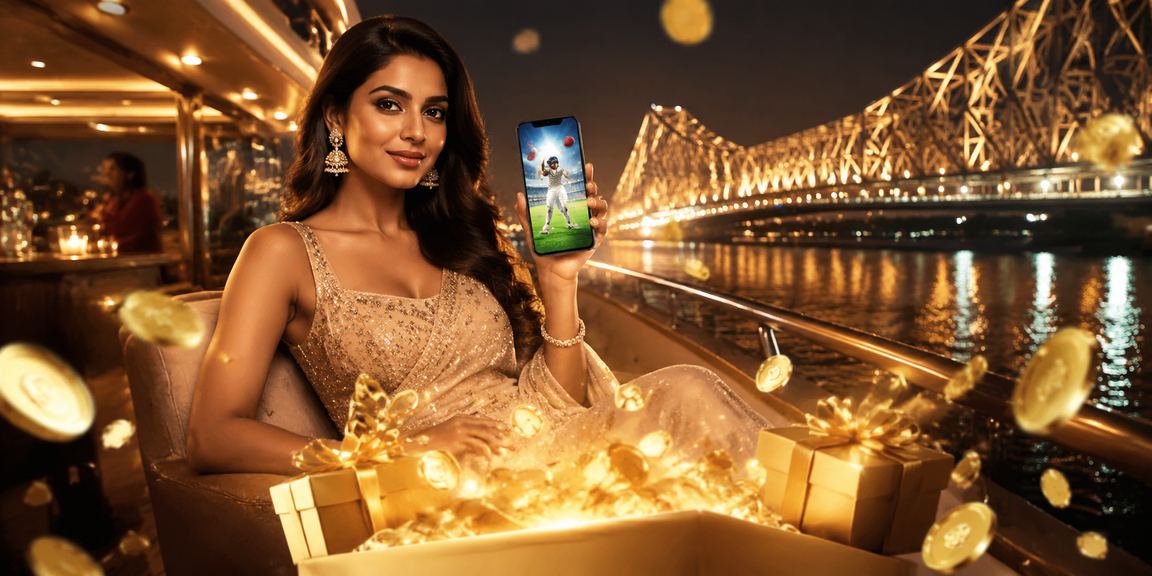 Evening view of Kolkata Howrah Bridge with cricket fans enjoying sports betting
